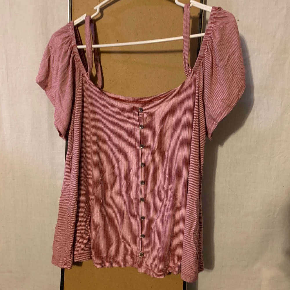 American Eagle Off the shoulder, button up top